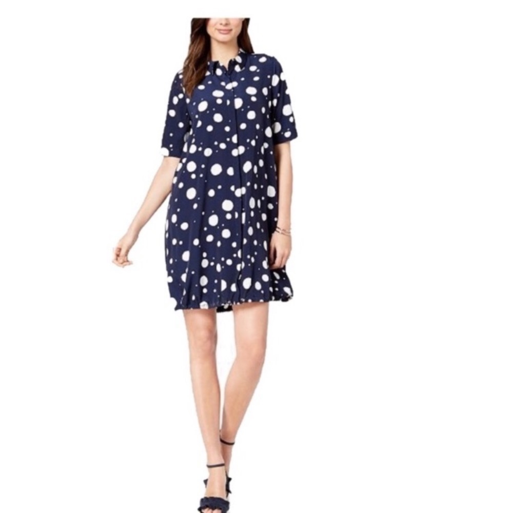 Sale-Alfani Size 8 Bungee Shirt Navy Dress